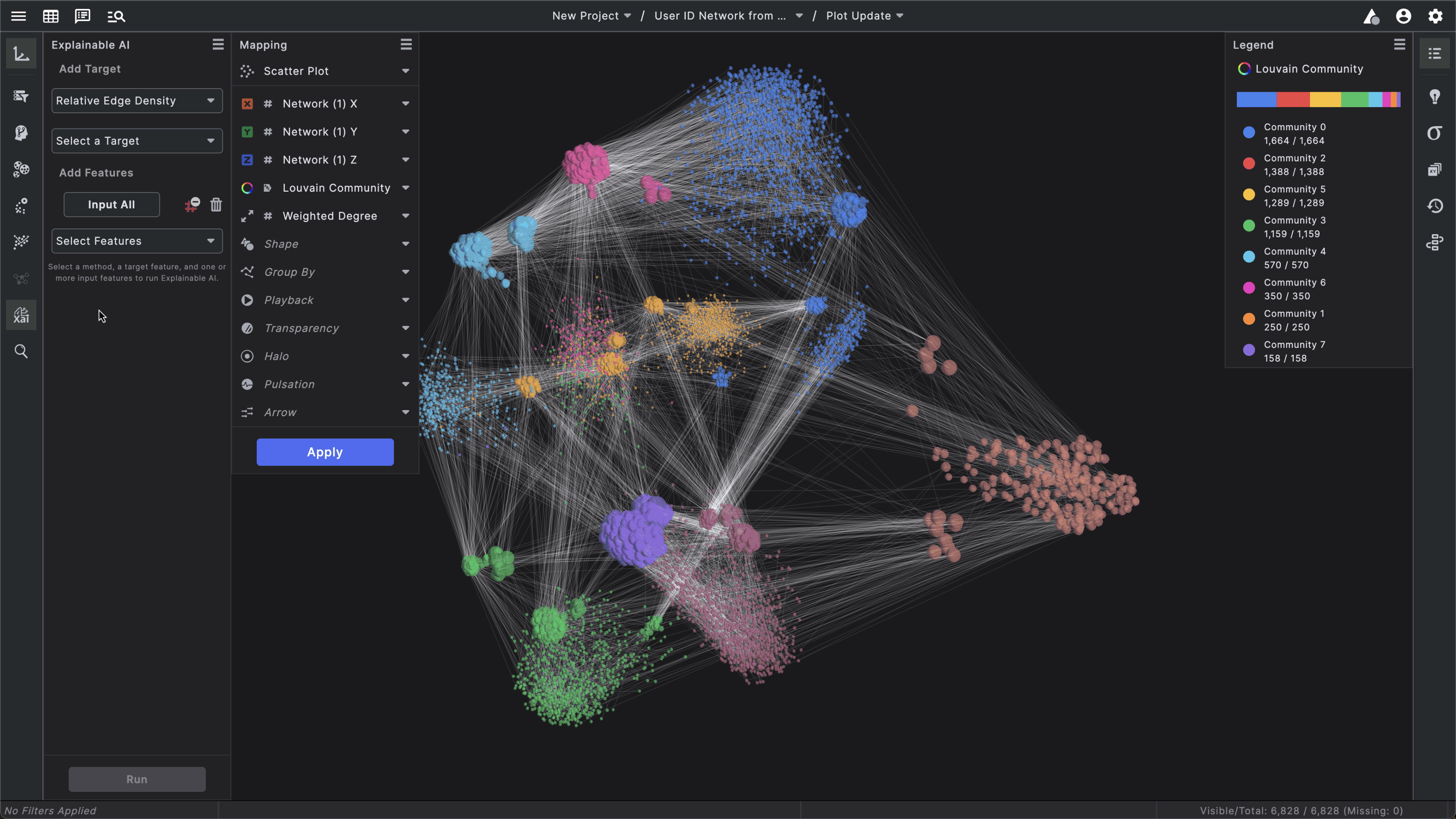 XAI Routine running with XAI result cards showing up next to the network graph.gif