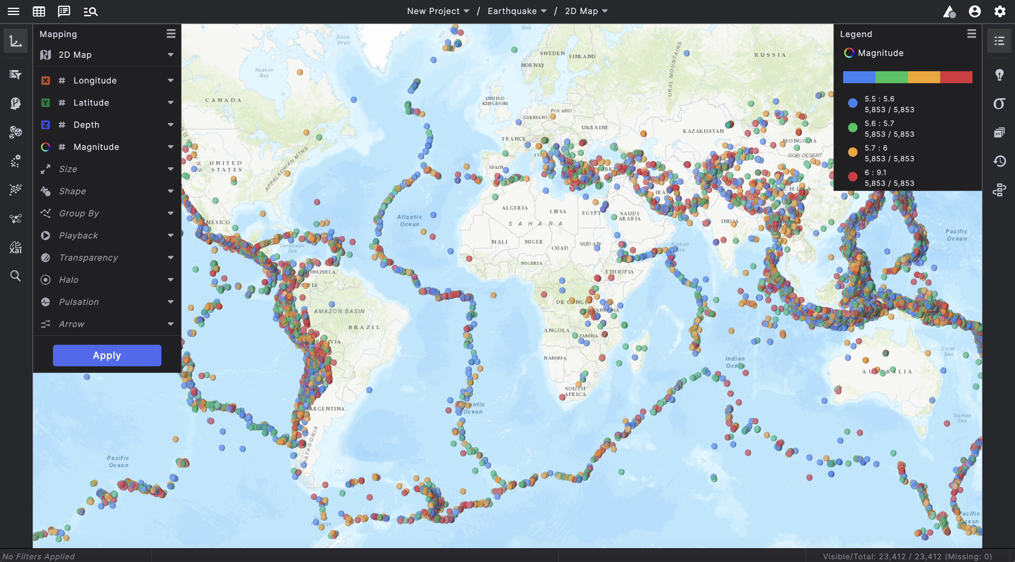 2D Map with color data points throughout