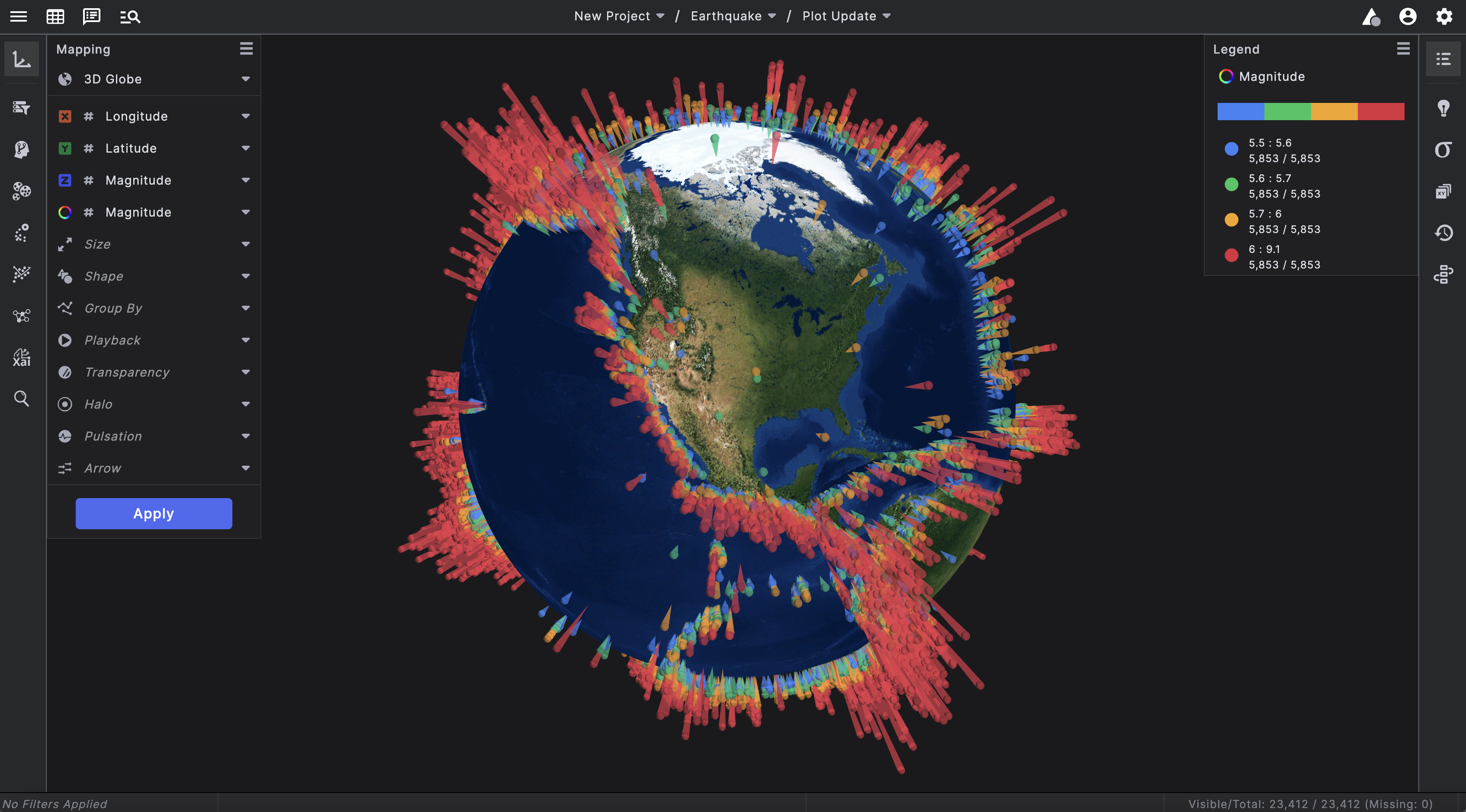 3D Globe with color data points