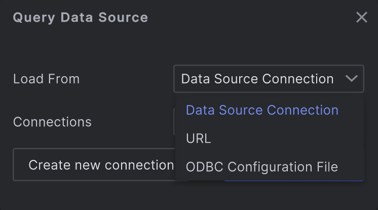Query Data Source window