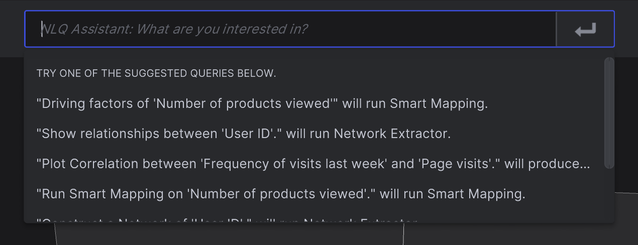 Natural Language Query Assistant open on Virtualitics Explore Desktop