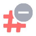 Red hash symbol with a minus sign next to it