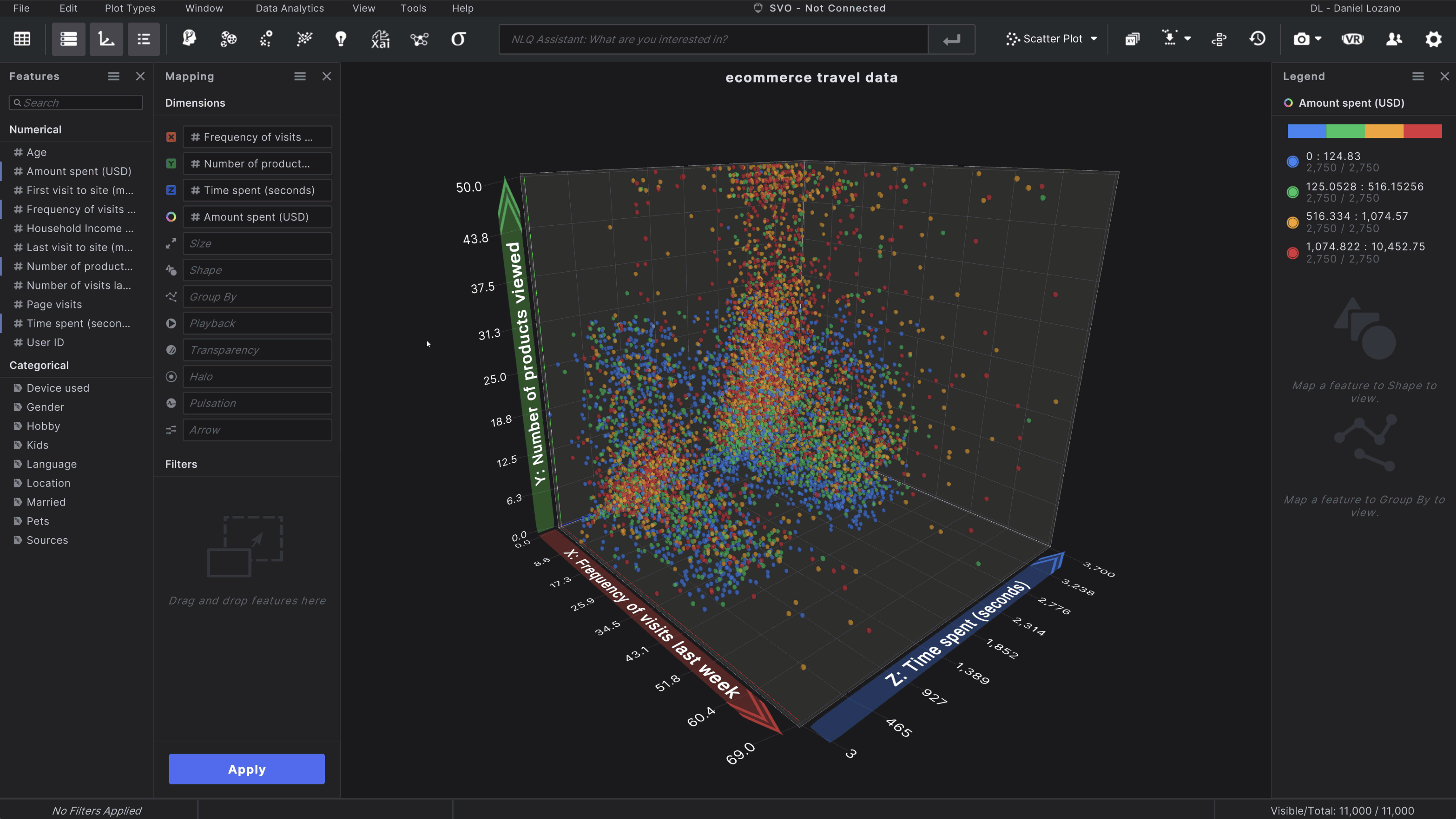 Insights running on Virtualitics Explore Desktop