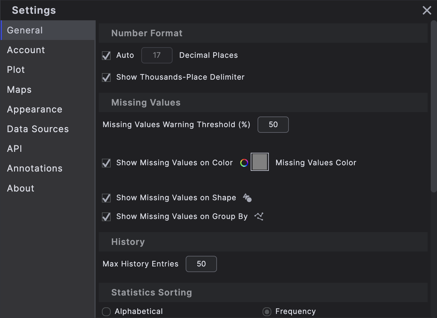Settings Menu